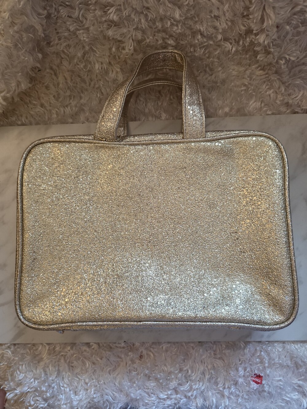 Glittery Metallic Gold Makeup Bag - Women